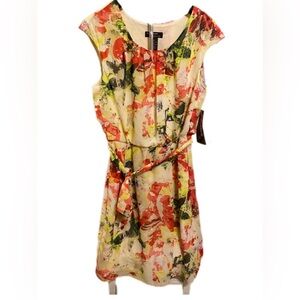 Signature by Robbie Bee Watercolor Floral Belted Dress – Size 10 (NWT)